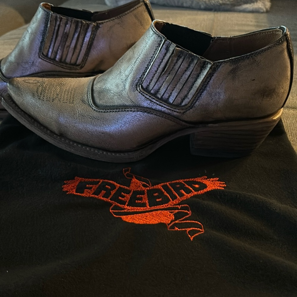 Freebird by Steven Metallic Silver Western Booties